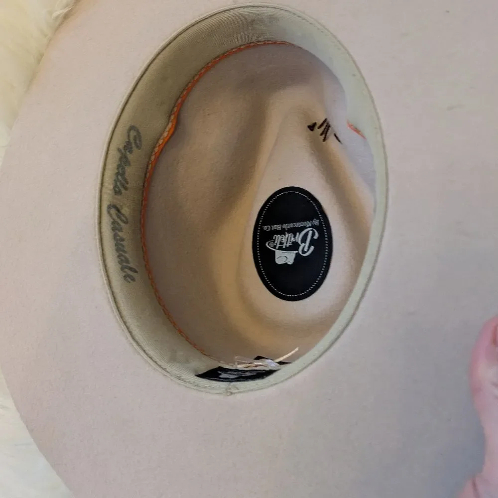 Brittoli Beige Tan Bullhide Leather Hat Montecarlo Hat Co L Large